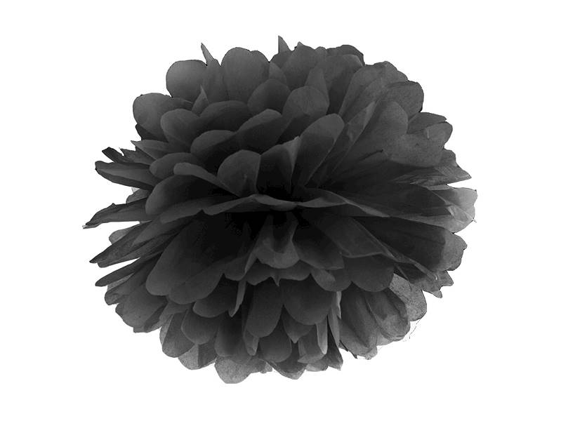 POMPON Z BIBUŁY 25CM Czarny PP25-010