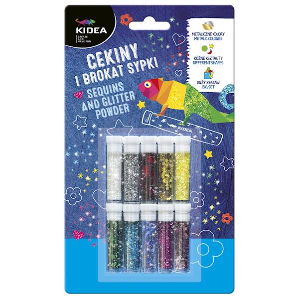 Cekiny i brokat sypki 10 kolorów Kidea