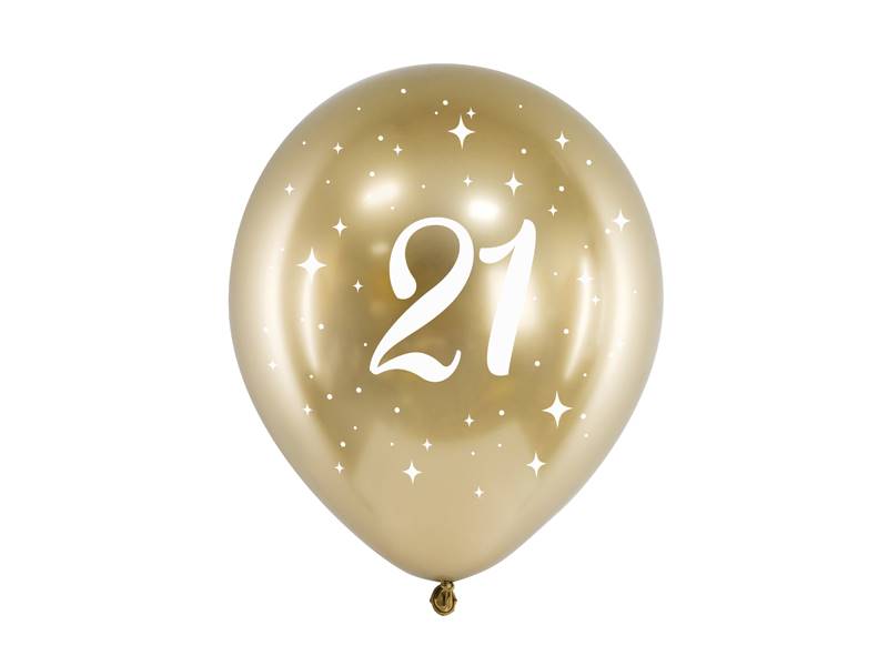 Balony z nadrukiem Glossy "21" 6szt CHB14-1-21-019-6