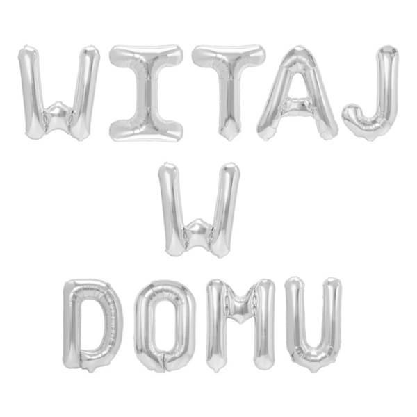 Balony napis Witaj w domu litery srebrne 40 cm 460391