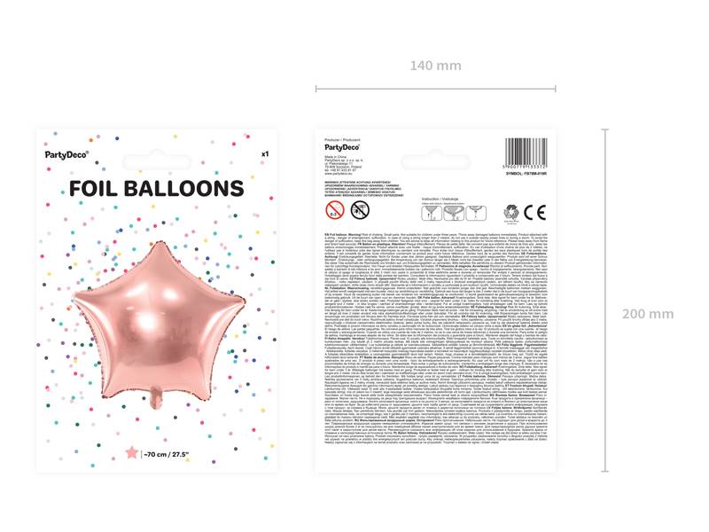 Balon foliowy gwiazdka 70 cm złoty róż FB78M-019R