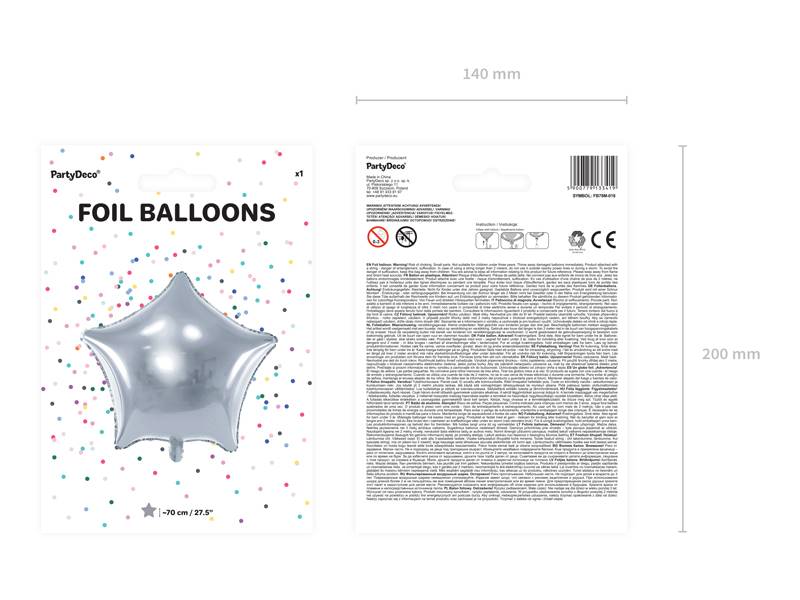 Balon foliowy gwiazdka 70 cm srebrny FB78M-018
