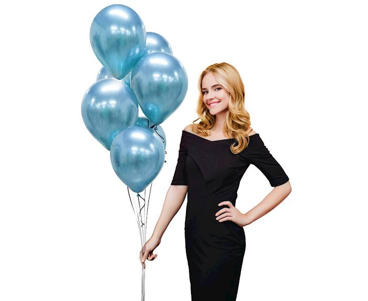 Balony zestaw 7 szt metaliczne platynowe niebieskie 12'