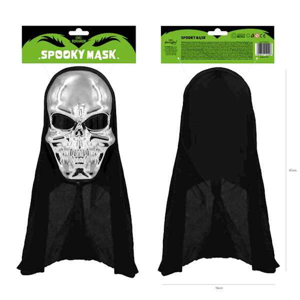 Maska czaszka srebrna 152508