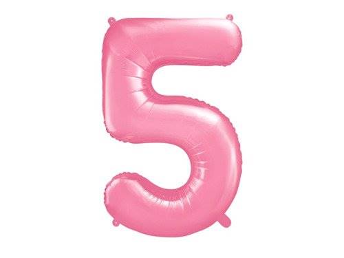 BALON FOLIOWY CYFRA 5 RÓŻOWA PASTELOWA MAT PARTY DECO FB1P-5-081