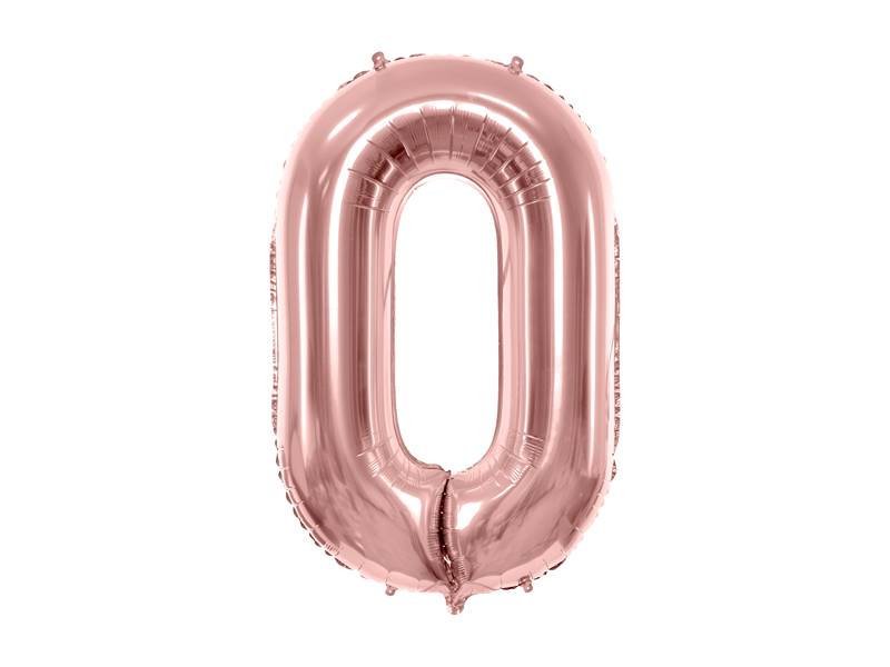 BALON FOLIOWY CYFRA 0 ZŁOTY RÓŻ PARTY DECO FB1M-0-019R 