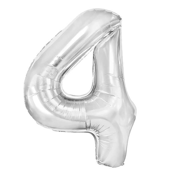 Balon foliowy cyfra 4 srebrna 100cm 450006