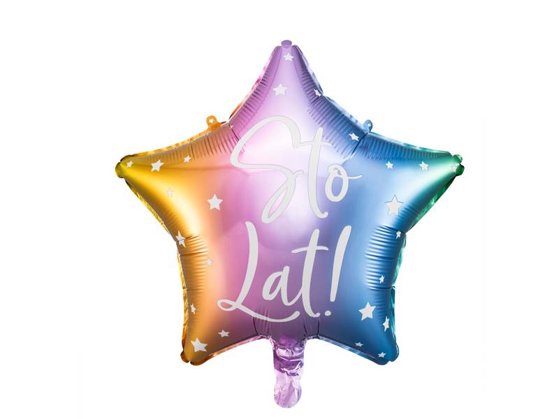 Balon foliowy gwiazdka Sto lat! tęczowa FB94-000