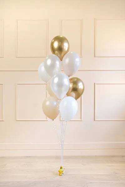 Balony lateksowe 10szt zestaw PD biały, beżowy złoty chrom ZBL3