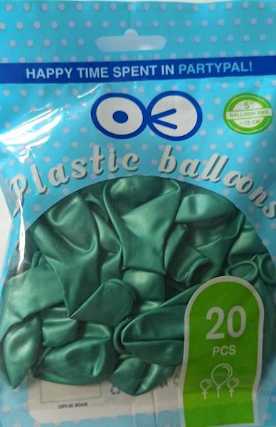 Balony mini lateksowe 5" zielone metaliczne 20 szt do girland i pudełek 400794