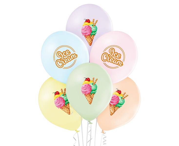 Balony z nadrukiem lody ice cream 6szt Belbal 