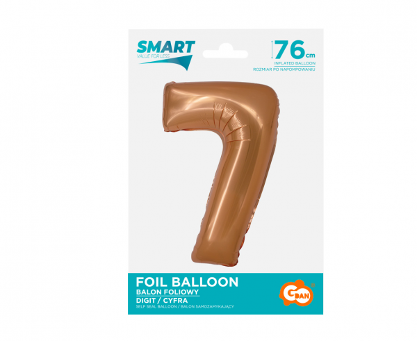 Balon foliowy cyfra 7 76cm miedziana CH-SMD7