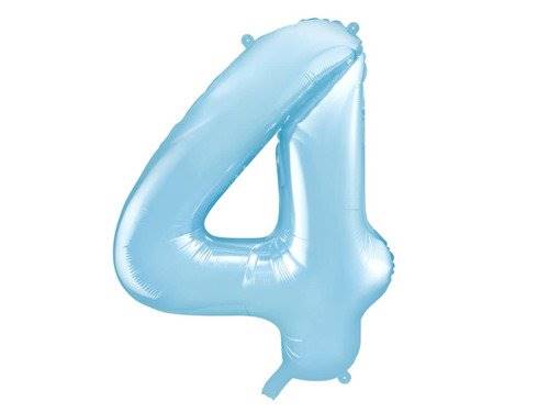 BALON FOLIOWY CYFRA 4 BŁĘKITNA PASTELOWA MAT PARTY DECO FB1P-4-001J 