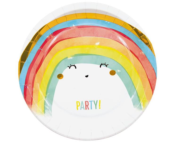 Talerzyki papierowe Tęcza Party 23cm 8szt