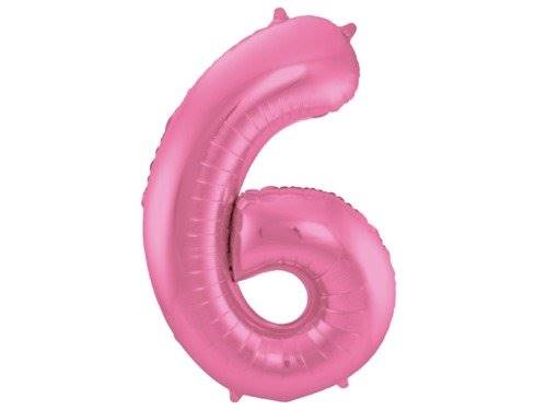 Balon foliowy cyfra 6 różowa matowa F65906 