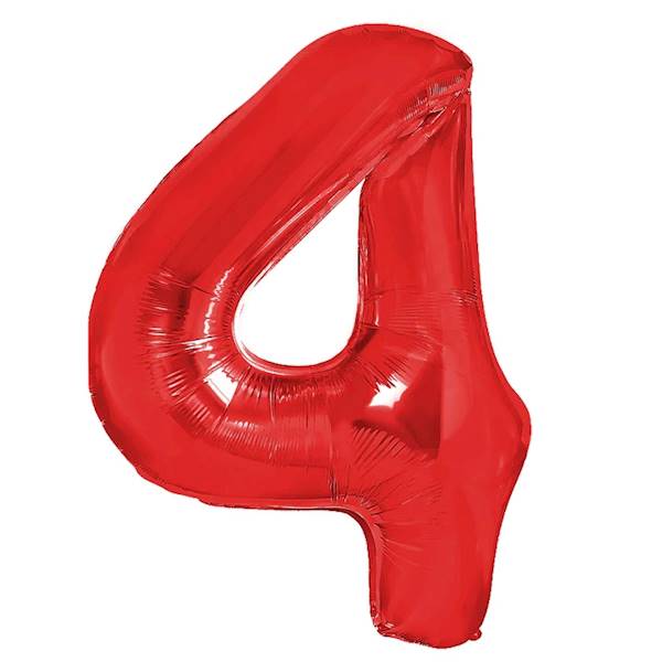 Balon foliowy cyfra 4 czerwona 100cm 450295