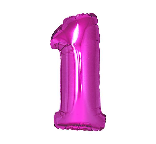 Balon foliowy cyfra 1 różowa 92cm Godan