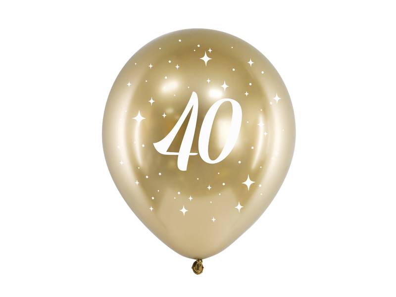 Balony z nadrukiem Glossy "40" 6szt CHB14-1-40-019-6