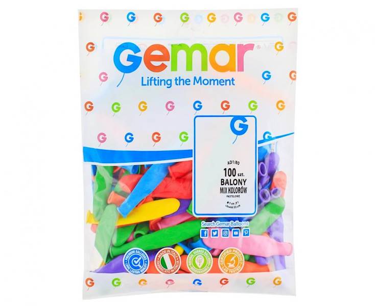 Balony Gemar AD1 rurki włoskie mniejsze  100szt makarony, modeliny 