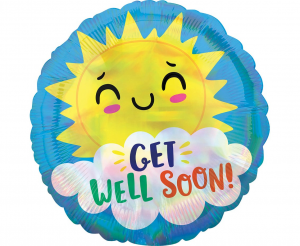 Balon foliowy okrągły Get well Soon słoneczko 45 cm