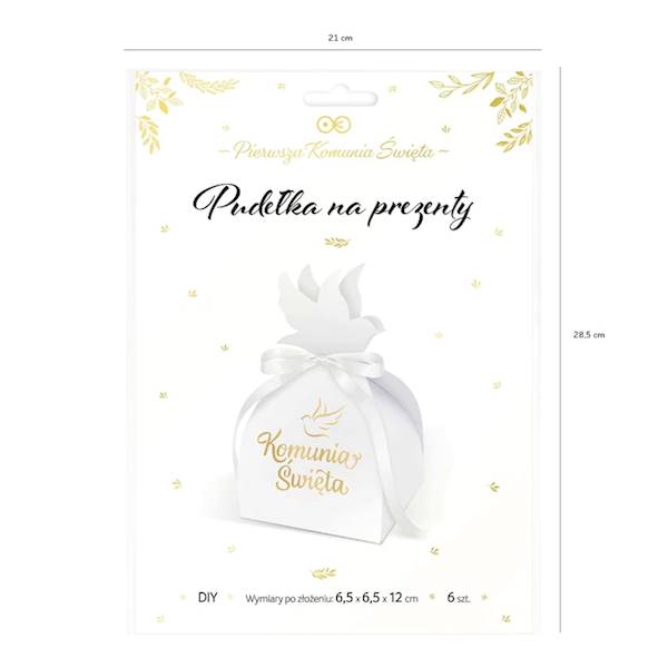Pudełka na prezenty dla gości 6szt Komunia Święta 127513