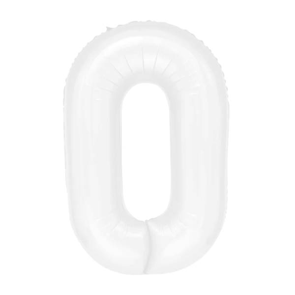Balon foliowy cyfra 0 biała 100cm 128633