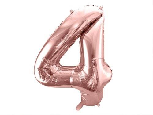 BALON FOLIOWY CYFRA 4 ZŁOTY RÓŻ PARTY DECO FB1M-4-019R 