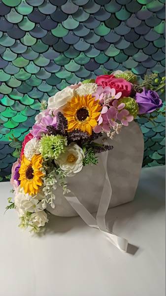 Pudełka flowerbox serca kremowe 2szt welurowe W7556