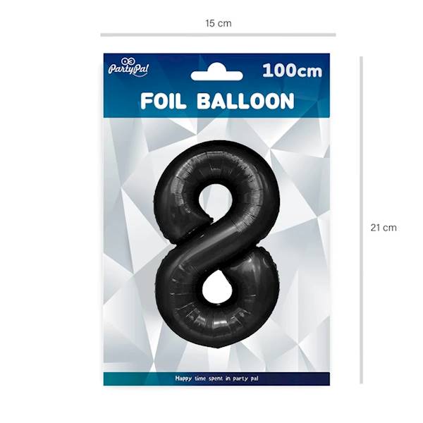 Balon foliowy cyfra 8 czarna 100cm 450088
