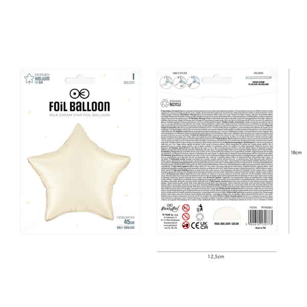 Balon foliowy gwiazdka kremowa mat 45cm 142202