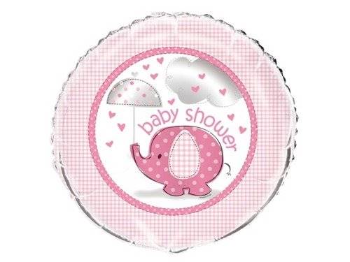 BALON FOLIOWY OKRĄGŁY RÓŻOWY SŁONIK BABY SHOWER 47CM U41667