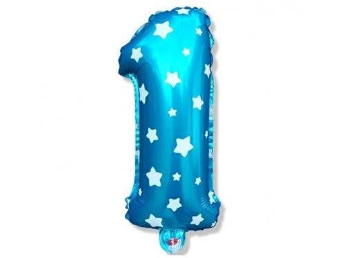 BALON FOLIOWY CYFRA 1 W GWIAZDKI LUB SERDUSZKA 75CM BCN1Y/BCR1Y 75CM 