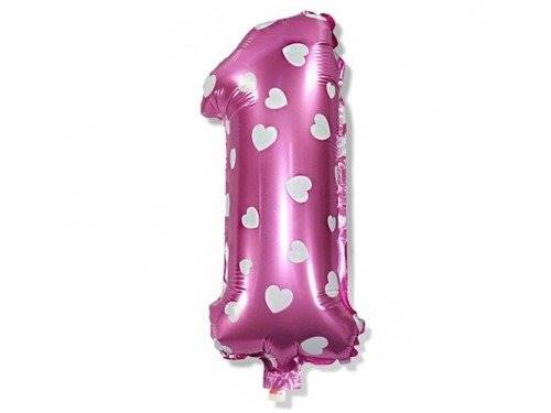 BALON FOLIOWY CYFRA 1 W GWIAZDKI LUB SERDUSZKA 75CM BCN1Y/BCR1Y 75CM 