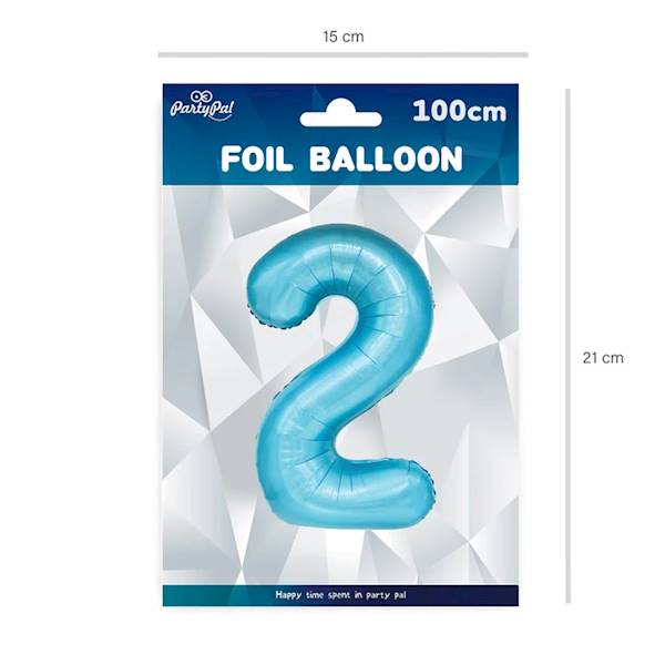 Balon foliowy cyfra 2 jasno niebieska 100cm 450044