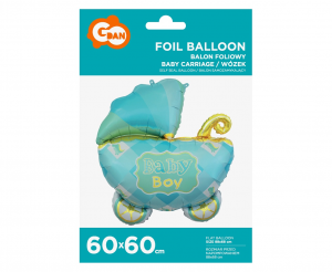 Balon foliowy wózek niebieski Baby Boy 60x60cm