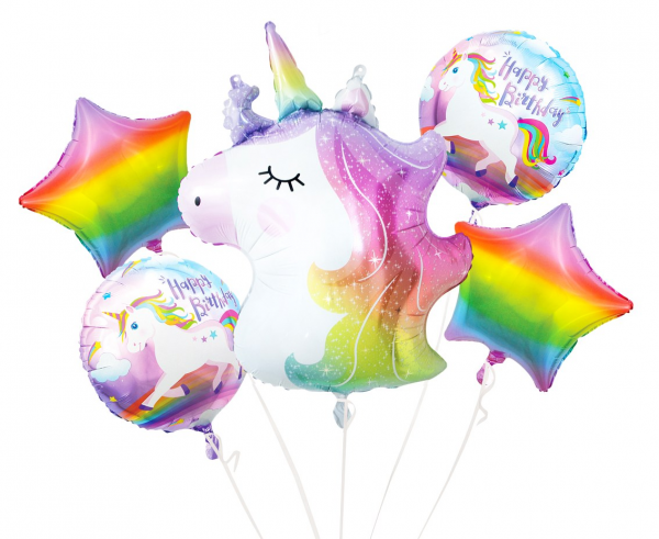 Balon foliowy zestaw Jednorożec + 4 balony
