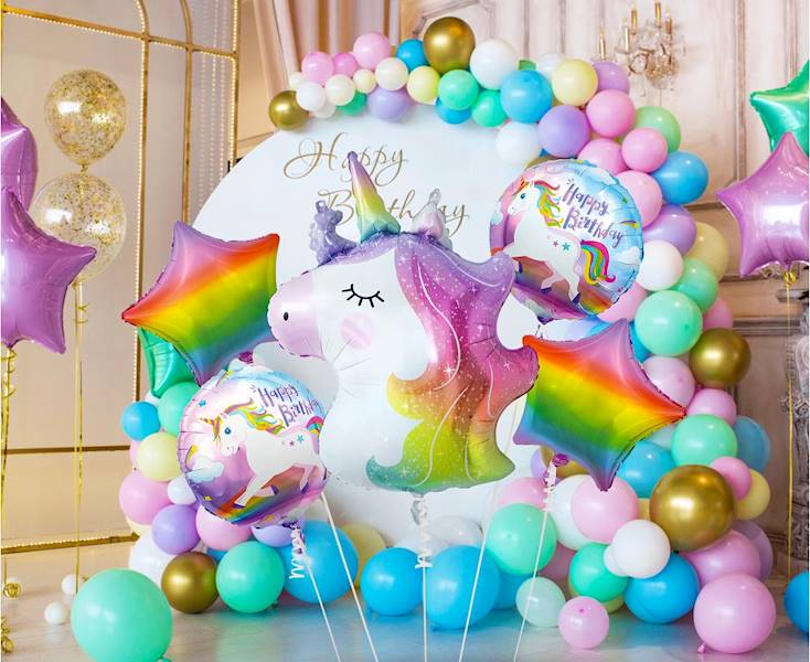 Balon foliowy zestaw Jednorożec + 4 balony