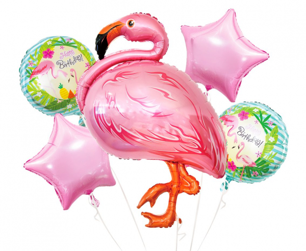 Balon foliowy zestaw flaming + 4 balony