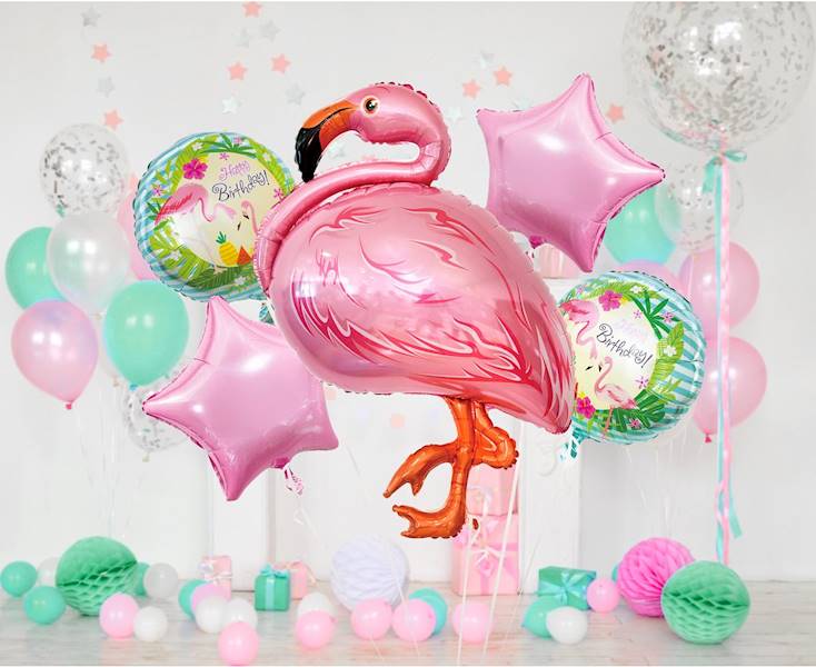 Balon foliowy zestaw flaming + 4 balony