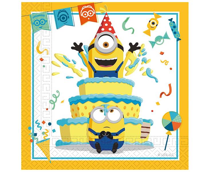 Serwetki Minionki z tortem 20 szt 