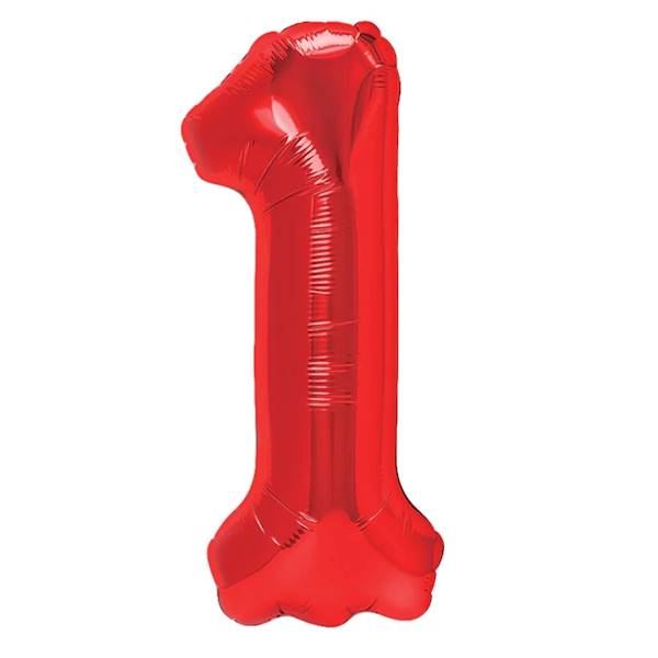 Balon foliowy cyfra 1 czerwona 100cm 450292