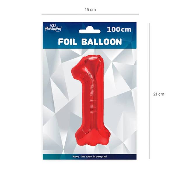Balon foliowy cyfra 1 czerwona 100cm 450292