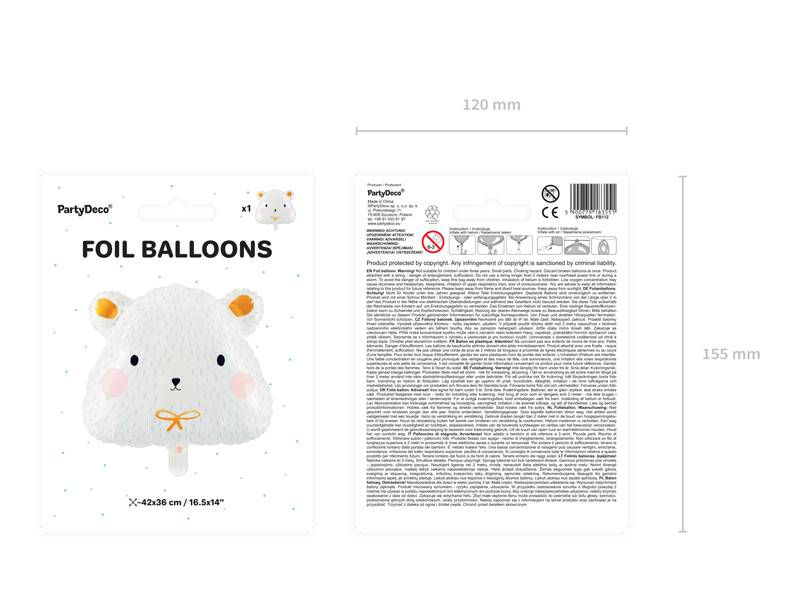 Balon foliowy Miś polarny 51x45cm  FB112