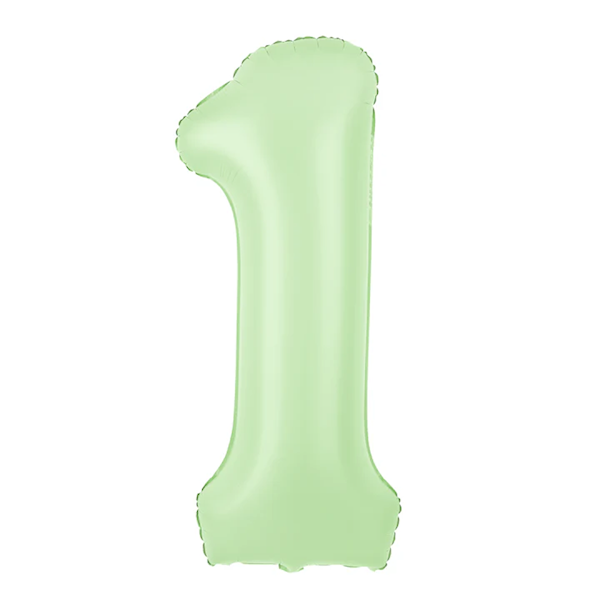 Balon foliowy cyfra 1 zielona pistacjowa 100cm 156339