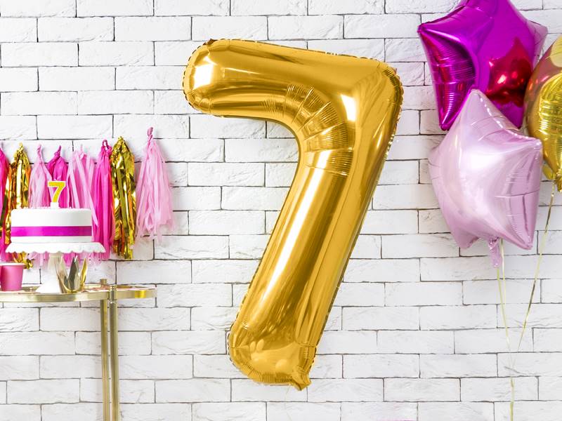 BALON FOLIOWY CYFRA 7 ZŁOTA PARTY DECO FB1M-7-019 