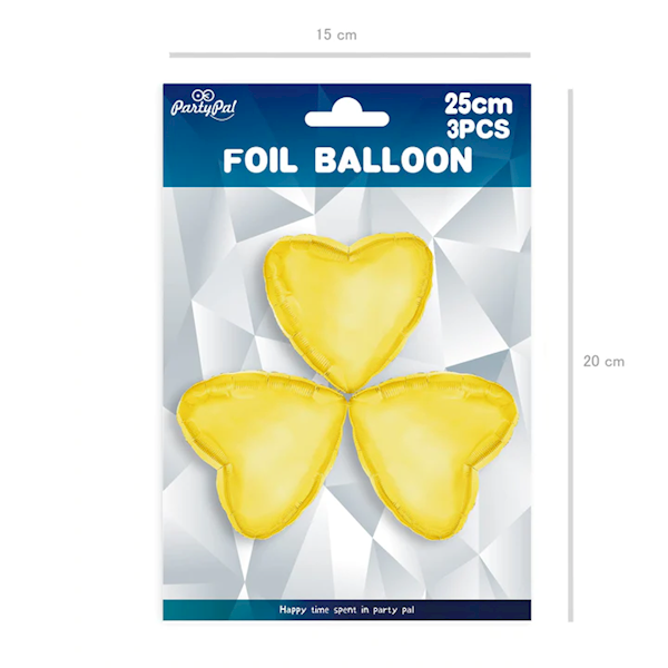Balon foliowy serce małe 25cm 3 szt złote 900020