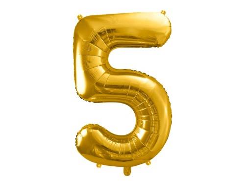 BALON FOLIOWY CYFRA 5 ZŁOTA FB1M-5-019 PARTY DECO 