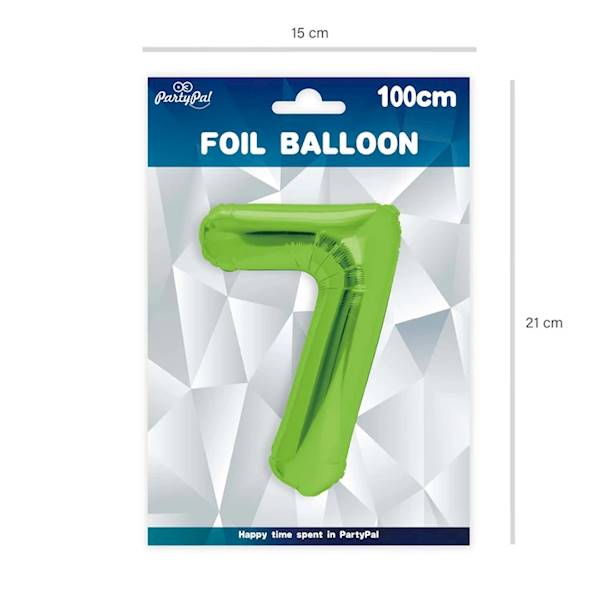 Balon foliowy cyfra 7 zielona 100cm 128602