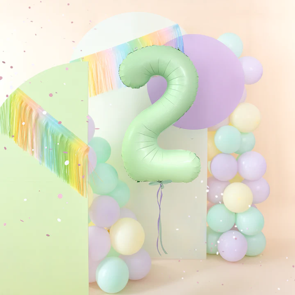 Balon foliowy cyfra 2 zielona pistacjowa 100cm 156346