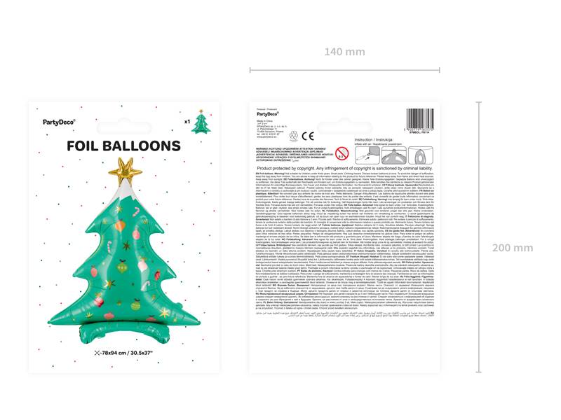 Stojący balon foliowy Choinka 78x94cm  FB114